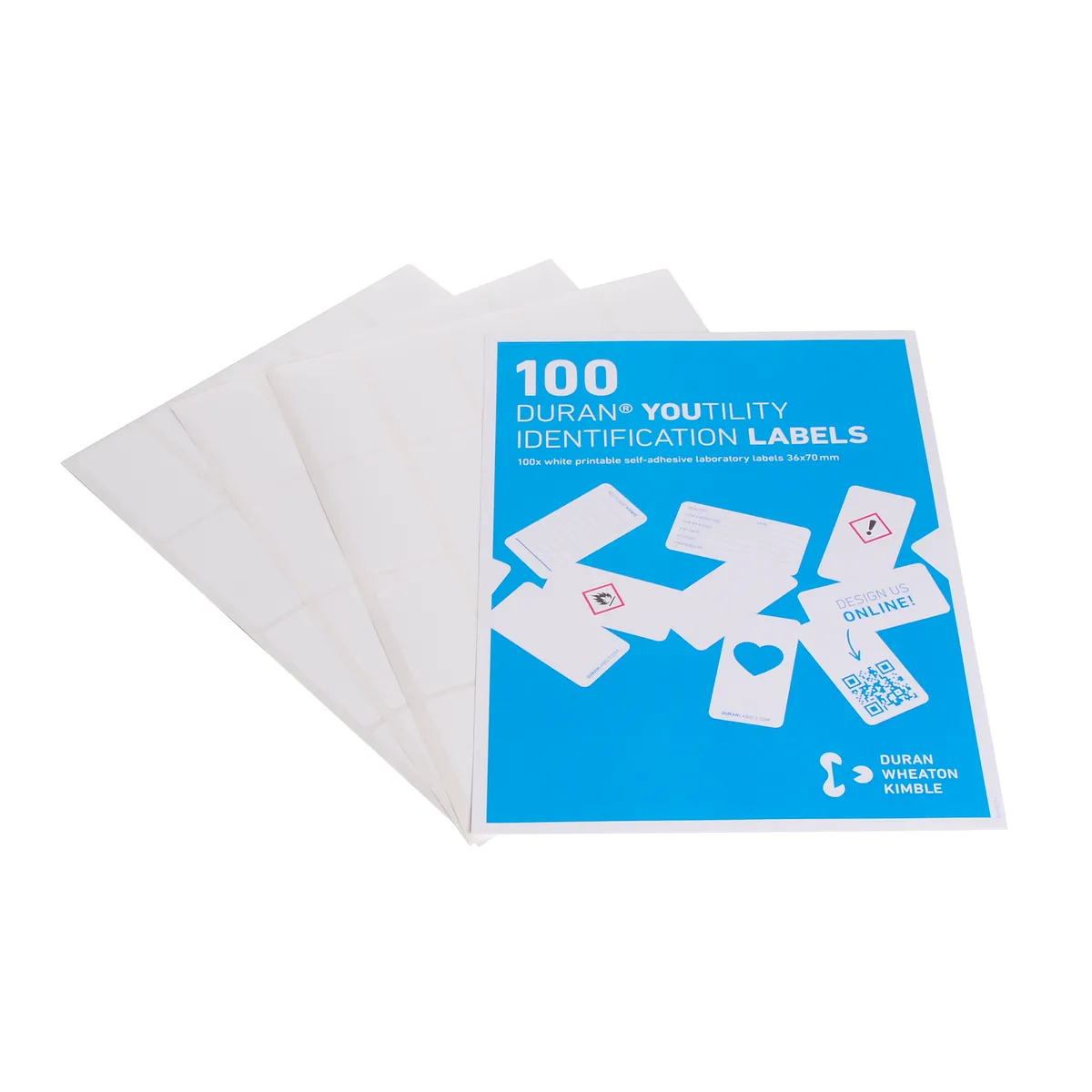 DWK DURAN® YOUTILITY® 实验室空白标签, 用于玻璃瓶和烧瓶, 聚酯, 白色