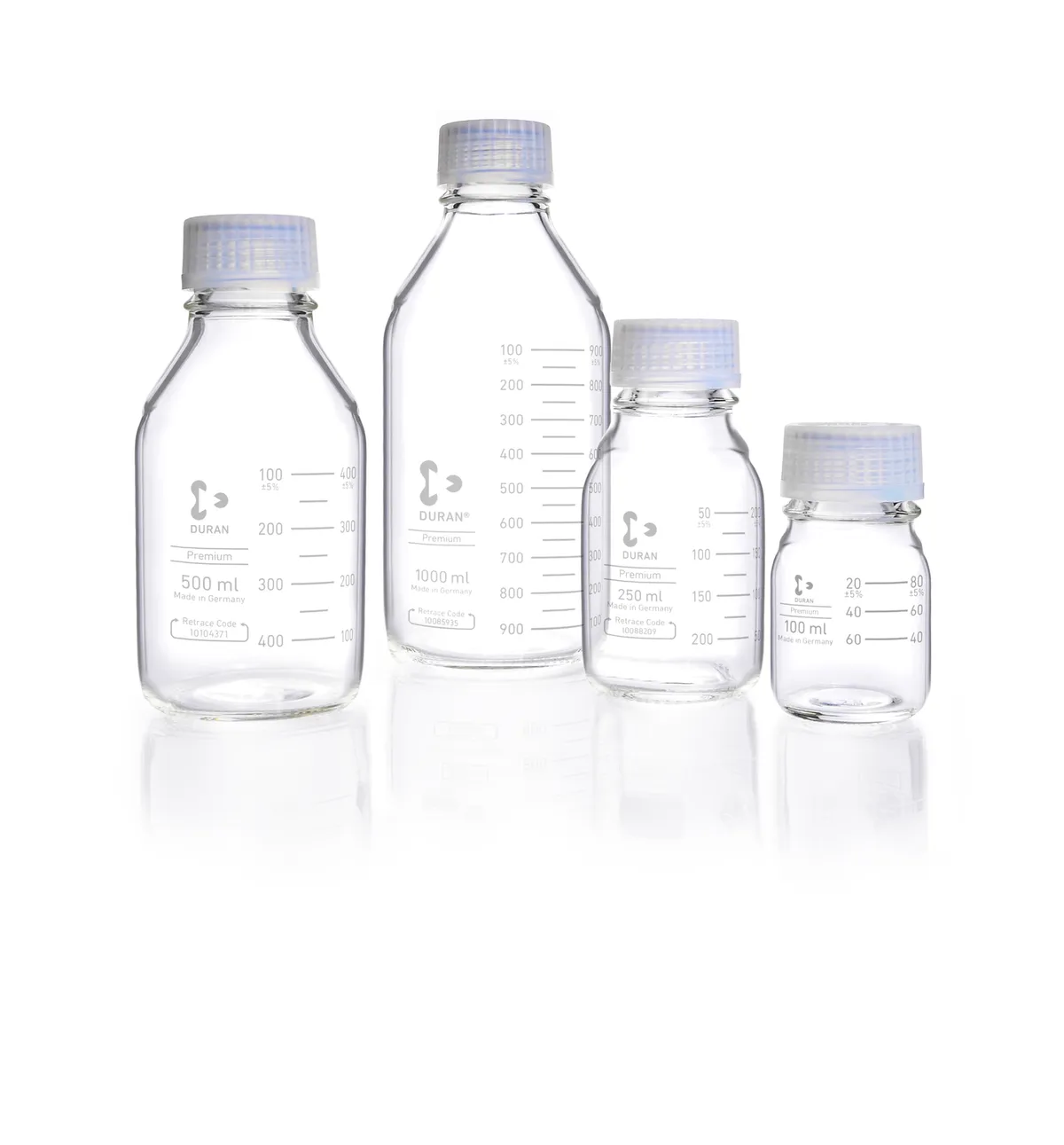 DWK DURAN® GL 45透明 特级瓶，无 PFA 特级螺旋盖和倾倒环