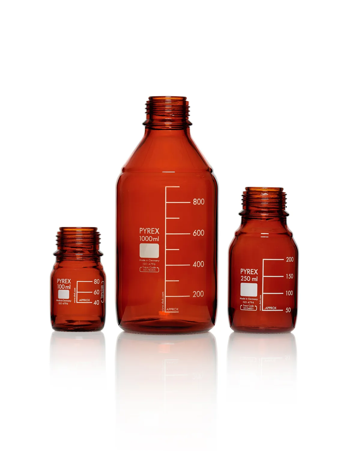 DWK PYREX®瓶，实验室培养基，棕色玻璃瓶