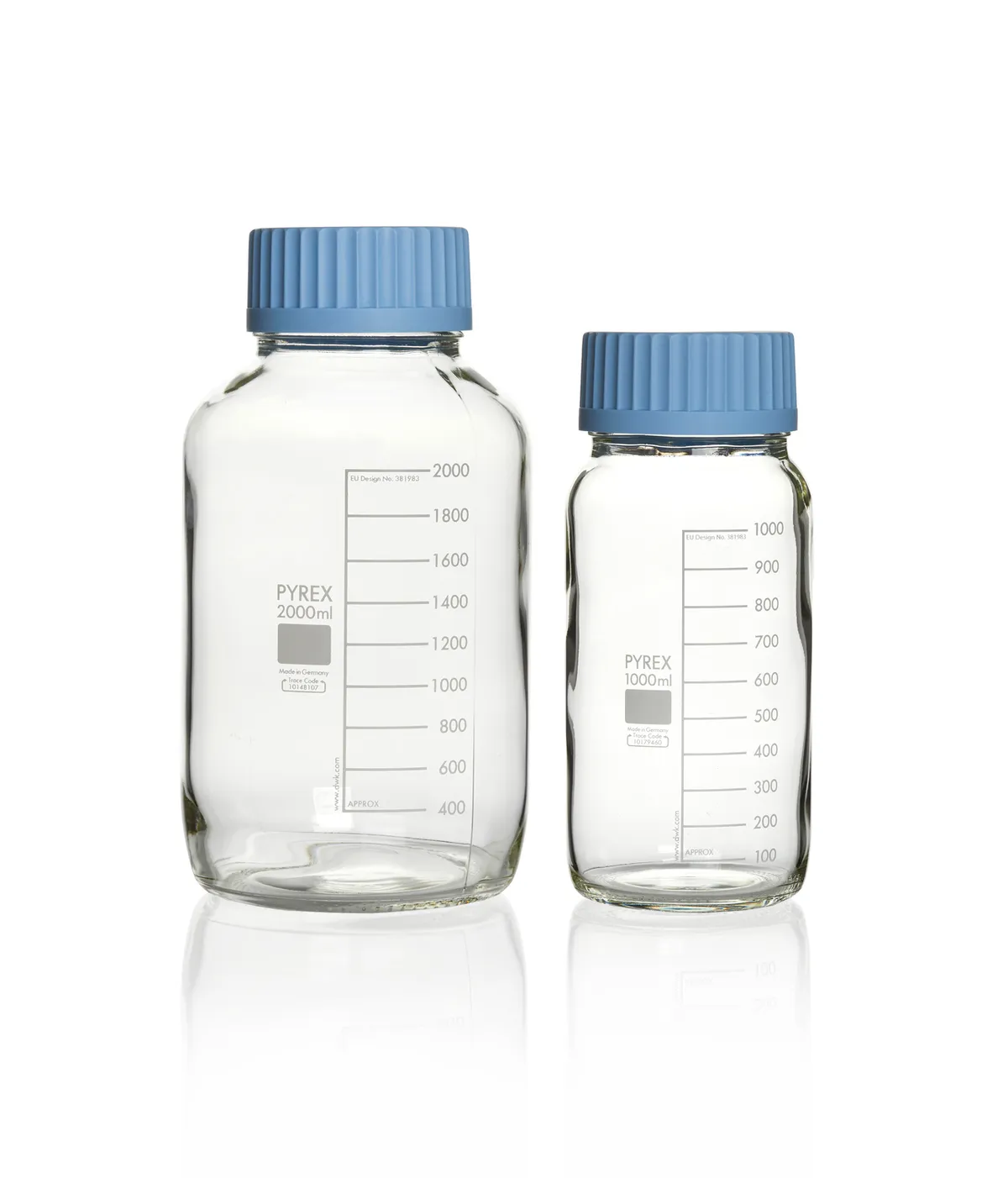 DWK PYREX®瓶，实验室培养基，广口，带盖和倾倒环