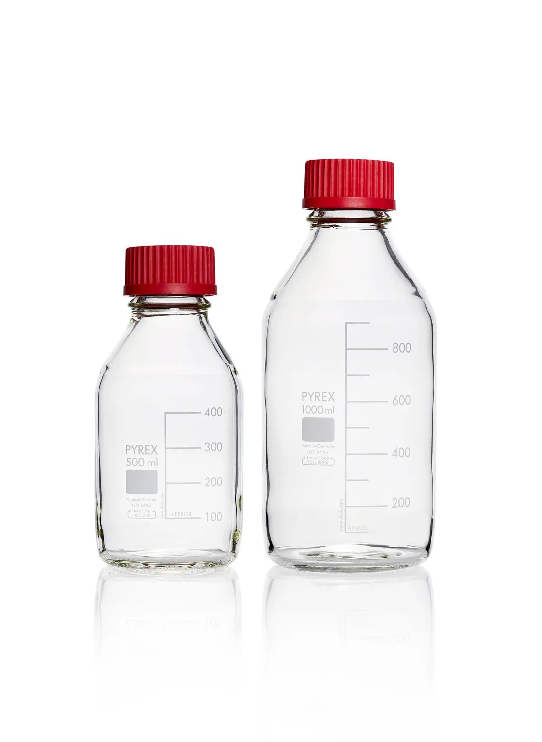 DWK PYREX®瓶，实验室培养基，带高温盖和倾倒环