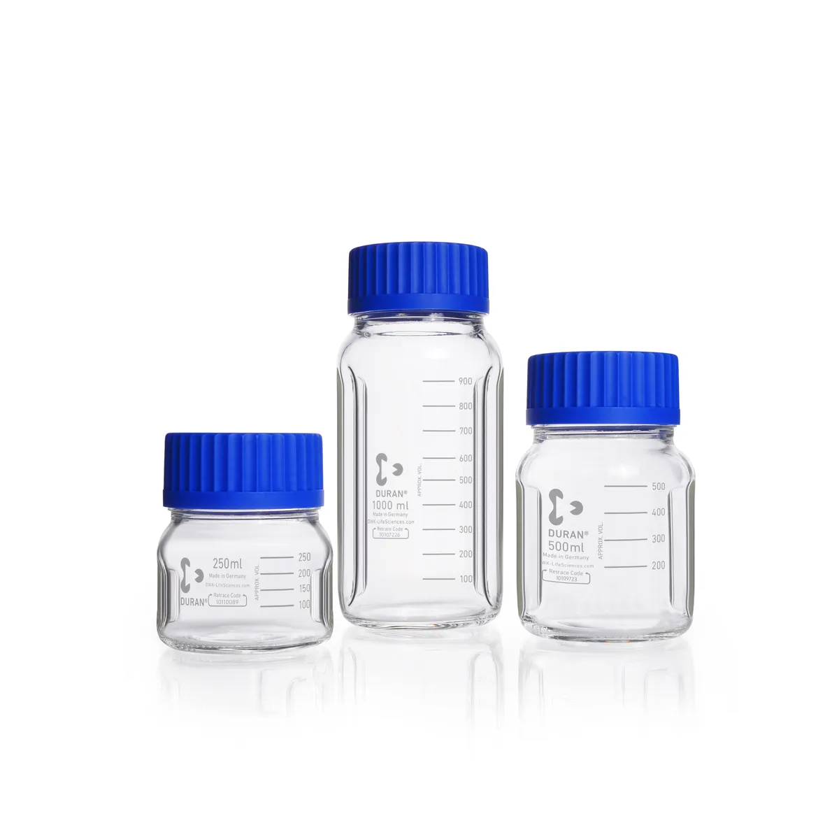 DWK DURAN® GLS 80® 挡板式广口实验室瓶，透明
