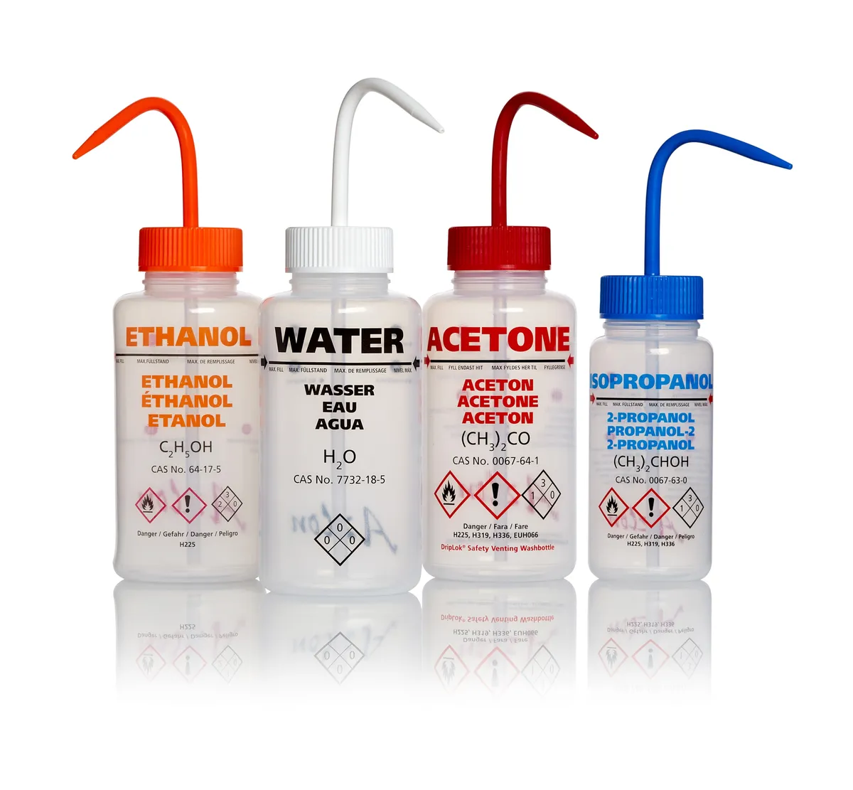 DWK AZLON® 洗瓶，宽口，多语言，安全排气，LDPE