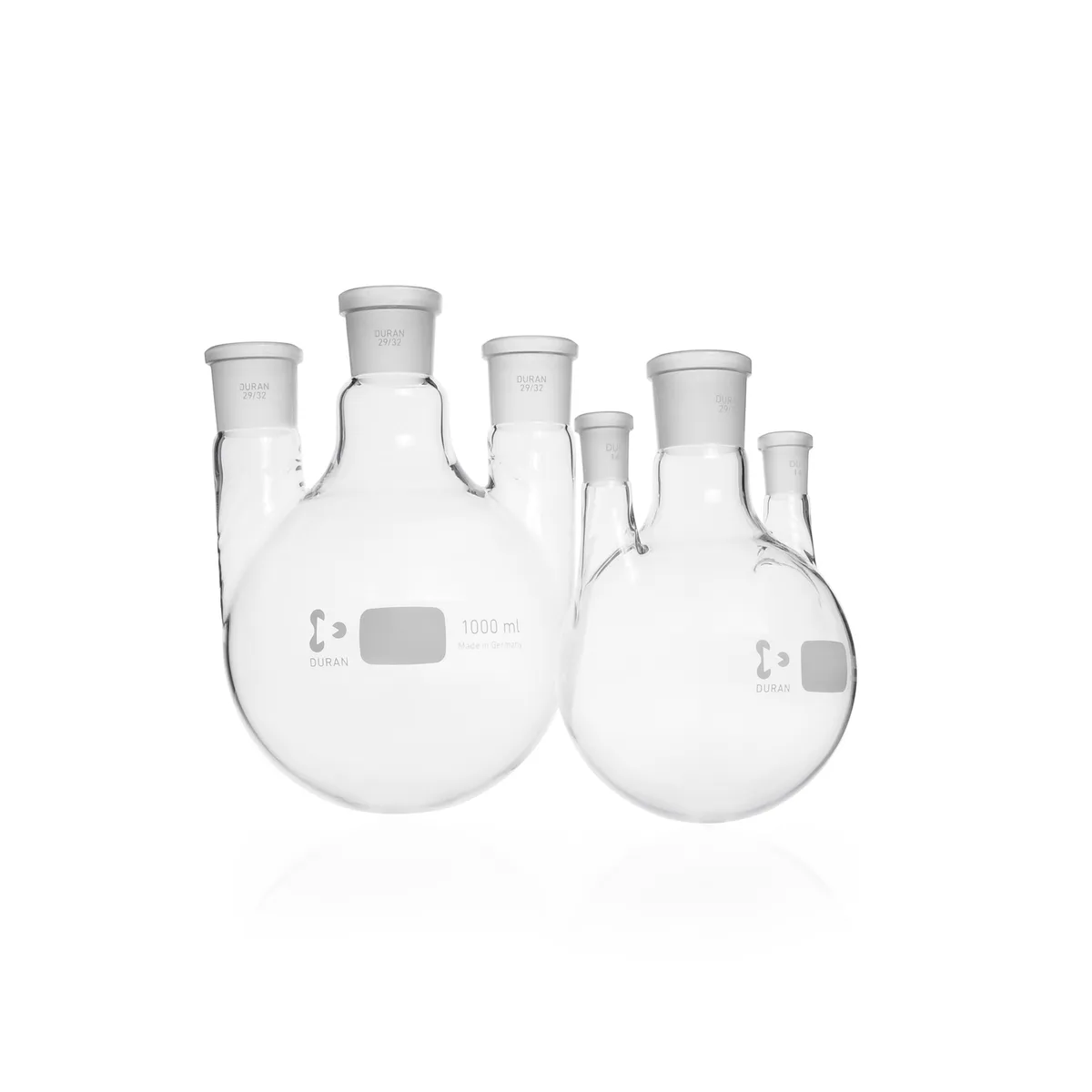DWK DURAN® 三口圆底烧瓶，带平行侧管颈