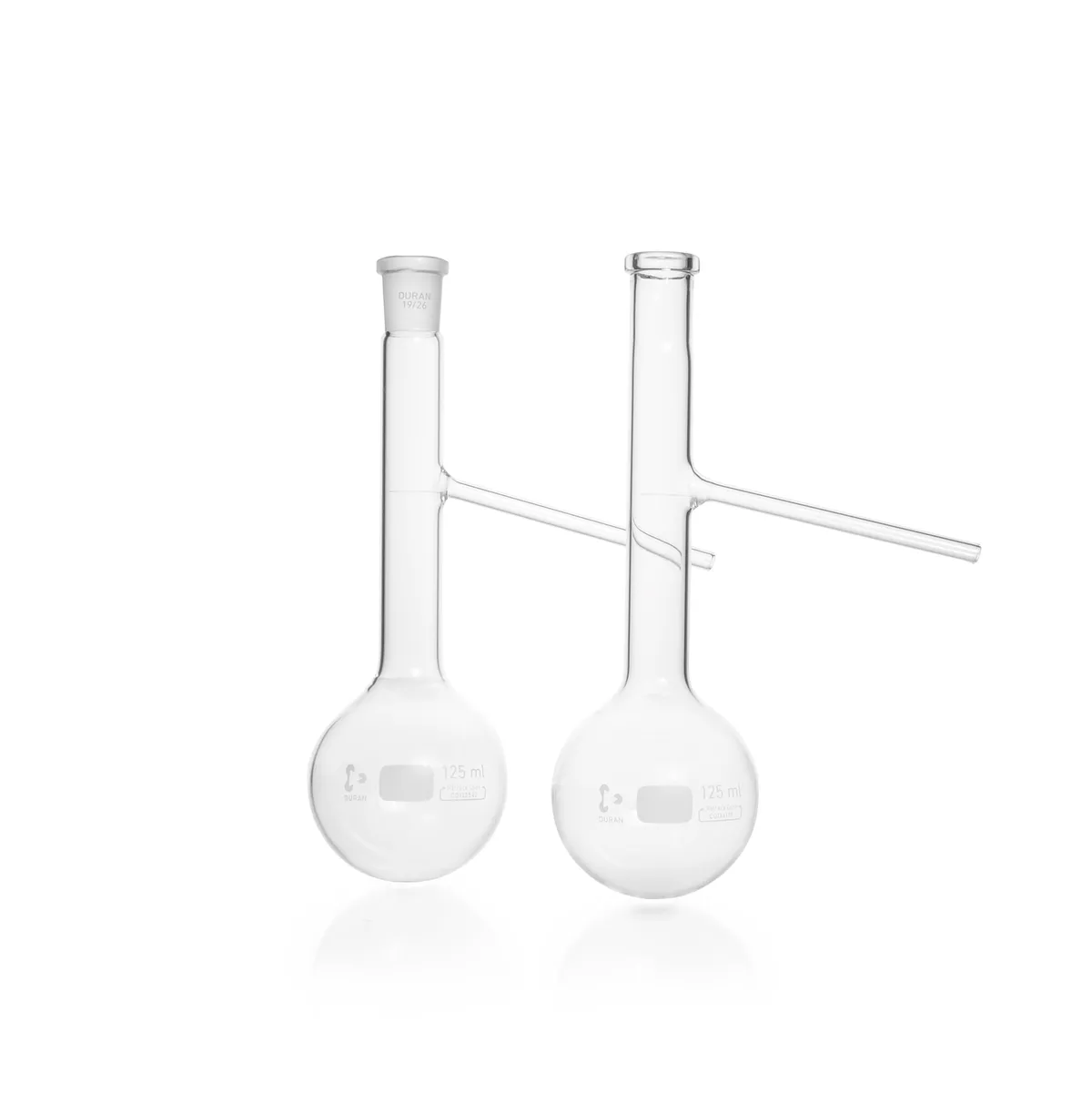 DWK DURAN® Engler 烧瓶, 标准磨砂接头 19/26 带侧臂, ASTM