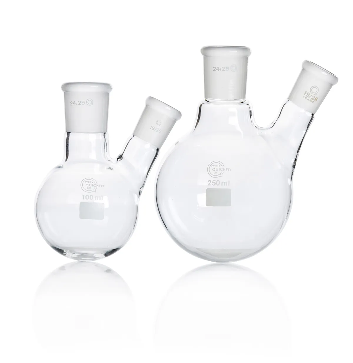 DWK QUICKFIT® 圆底烧瓶，双颈，带隔膜侧颈