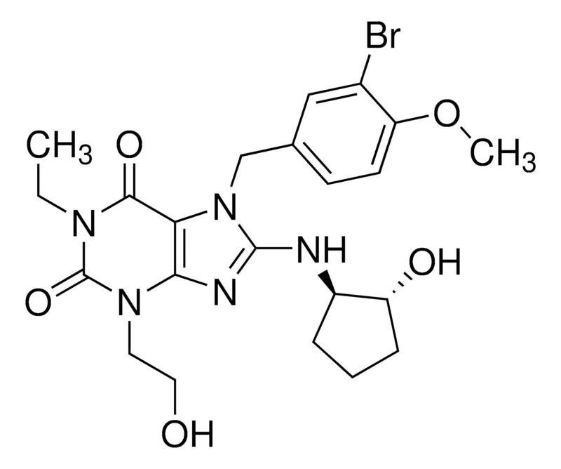 Sigma-Aldrich 7-(3-Bromo-4-methoxybenzyl)-1-ethyl-8-(((1R,2R)-2-hydroxycyclopentyl)amino)-3-(2-hydroxyethyl)-3,7-dihydro-1H-purine-2,6-dione