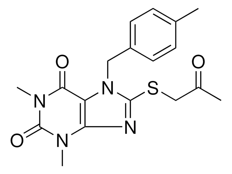 Sigma-Aldrich 1,3-DIMETHYL-7-(4-ME-BENZYL)8-((2-OXOPROPYL)THIO)3,7-DIHYDRO-1H-PURINE-2,6-DIONE,AldrichCPR