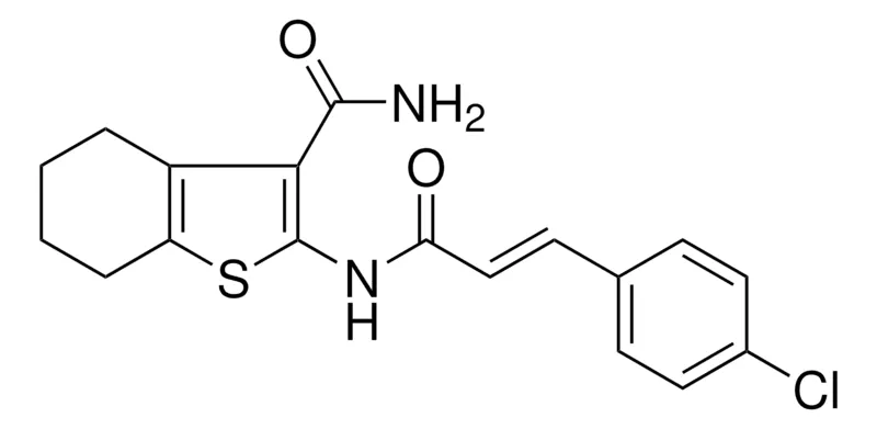 Sigma-Aldrich 2-(3-(4-CL-PH)ACRYLOYLAMINO)4,5,6,7-4H-BENZO(B)THIOPHENE-3-CARBOXYLIC ACID AMIDE,AldrichCPR