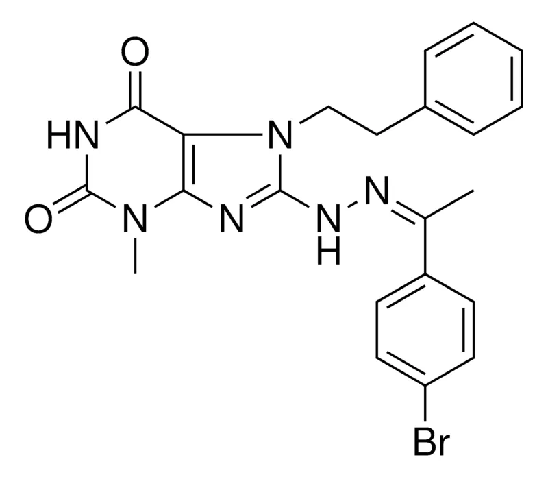 Sigma-Aldrich 8(N'-(1-(4-BR-PH)-ETHYLIDENE)-HYDRAZINO)3-ME-7-PHENETHYL-3,7-2H-PURINE-2,6-DIONE,AldrichCPR