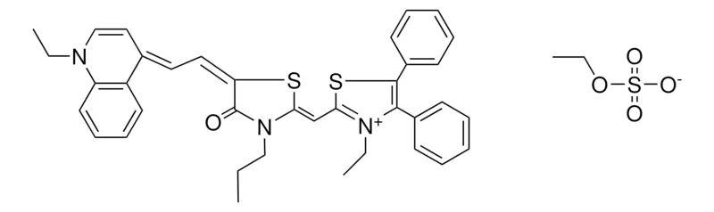 Sigma-Aldrich 3-ETHYL-2-((Z)-{(5E)-5-[(2E)-2-(1-ETHYL-4(1H)-QUINOLINYLIDENE)ETHYLIDENE]-4-OXO-3-PROPYL-1,3-THIAZOLIDIN-2-YLIDENE}METHYL)-4,5-DIPHENYL-1,3-THIAZOL-3-IUM ETHYL SULFATE，AldrichCPR