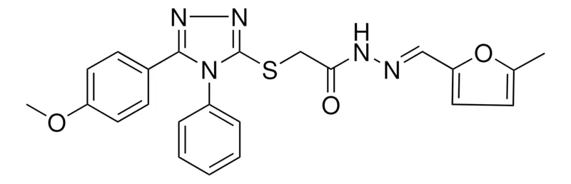 Sigma-Aldrich 2-{[5-(4-METHOXYPHENYL)-4-PHENYL-4H-1,2,4-TRIAZOL-3-YL]SULFANYL}-N'-[(E)-(5-METHYL-2-FURYL)METHYLIDENE]ACETOHYDRAZIDE，AldrichCPR