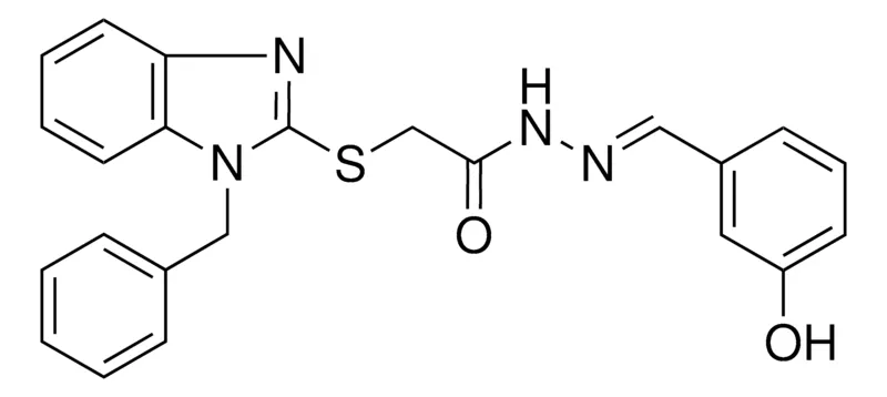 Sigma-Aldrich 2-(1-BZL-1H-BENZOIMIDAZOL-2-YLSULFANYL)-ACETIC ACID (3-HO-BENZYLIDENE)-HYDRAZIDE,AldrichCPR