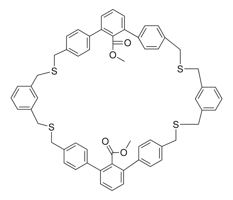 Sigma-Aldrich DIMETHYL 12,20,36,44-TETRATHIANONACYCLO[44.2.2.2(7,10).2(22,25).2(31,34).1(2,6).1(14,18).1(26,30).1(38,42)]HEXACONTA-1(48),2(60),3,5,7,9,14(57),15,17,22,24,26(54),27,29,31,33,38(51),39,41,46,49,52,55,58-TETRACOSAENE-54,60-DICARBOXYLATE，AldrichCPR