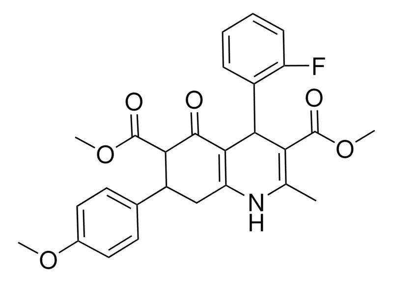 Sigma-Aldrich DIMETHYL 4-(2-FLUOROPHENYL)-7-(4-METHOXYPHENYL)-2-METHYL-5-OXO-1,4,5,6,7,8-HEXAHYDRO-3,6-QUINOLINEDICARBOXYLATE,AldrichCPR