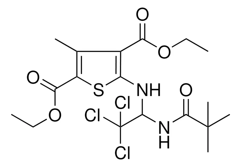 Sigma-Aldrich DIETHYL 3-METHYL-5-({2,2,2-TRICHLORO-1-[(2,2-DIMETHYLPROPANOYL)AMINO]ETHYL}AMINO)-2,4-THIOPHENEDICARBOXYLATE，AldrichCPR
