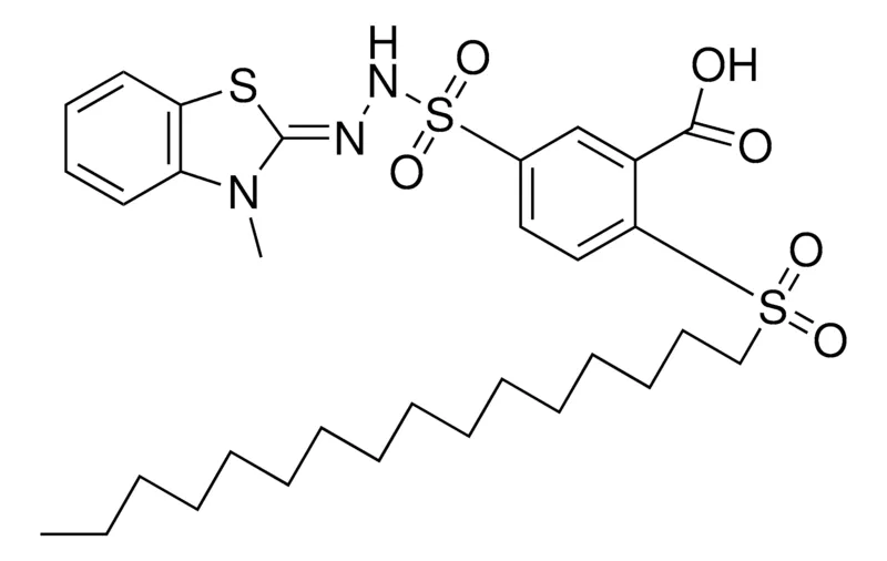 Sigma-Aldrich 2-(HEXADECYLSULFONYL)-5-SULFOBENZOIC ACID 5-(3-ME-2-BENZOTHIAZOLINYLIDEN)HYDRAZ,AldrichCPR