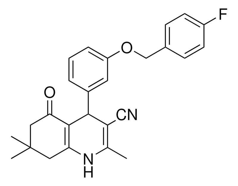 Sigma-Aldrich 4-(3-((4-FLUOROBENZYL)OXY)PHENYL)-2,7,7-TRIMETHYL-5-OXO-1,4,5,6,7,8-HEXAHYDRO-3-QUINOLINECARBONITRILE,AldrichCPR