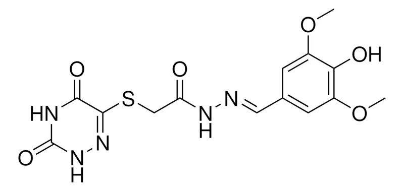 Sigma-Aldrich 2-[(3,5-DIOXO-2,3,4,5-TETRAHYDRO-1,2,4-TRIAZIN-6-YL)SULFANYL]-N'-[(E)-(4-HYDROXY-3,5-DIMETHOXYPHENYL)METHYLIDENE]ACETOHYDRAZIDE，AldrichCPR