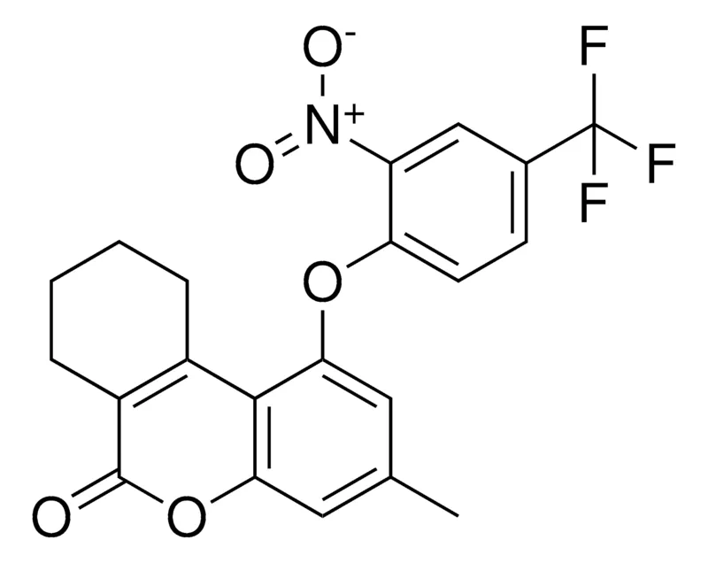 Sigma-Aldrich 3-ME-1-(2-NITRO-4-TRIFLUOROMETHYL-PHENOXY)-7,8,9,10-4H-BENZO(C)CHROMEN-6-ONE,AldrichCPR