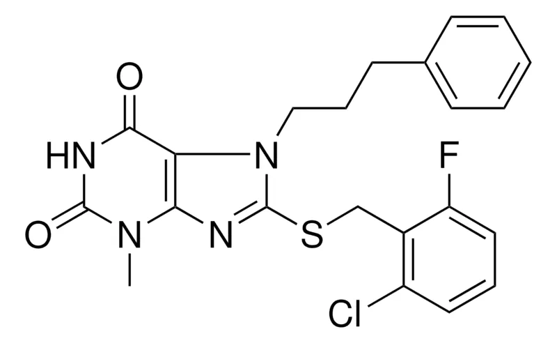Sigma-Aldrich 8-((2-CL-6-F-BENZYL)THIO)-3-ME-7-(3-PH-PROPYL)-3,7-DIHYDRO-1H-PURINE-2,6-DIONE,AldrichCPR