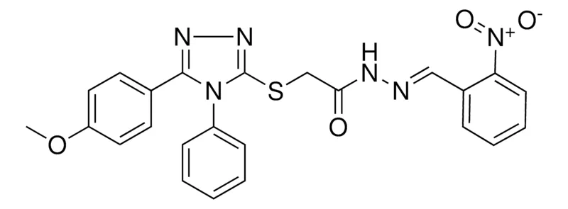 Sigma-Aldrich 2-{[5-(4-METHOXYPHENYL)-4-PHENYL-4H-1,2,4-TRIAZOL-3-YL]SULFANYL}-N'-[(E)-(2-NITROPHENYL)METHYLIDENE]ACETOHYDRAZIDE，AldrichCPR