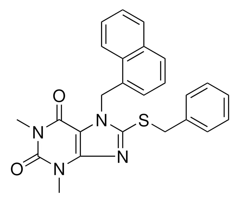 Sigma-Aldrich 8-(BENZYLTHIO)-1,3-DIMETHYL-7-(1-NAPHTHYLMETHYL)-3,7-DIHYDRO-1H-PURINE-2,6-DIONE,AldrichCPR