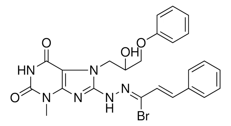 Sigma-Aldrich (1Z,2E)-N-[7-(2-HYDROXY-3-PHENOXYPROPYL)-3-METHYL-2,6-DIOXO-2,3,6,7-TETRAHYDRO-1H-PURIN-8-YL]-3-PHENYL-2-PROPENEHYDRAZONOYL BROMIDE，AldrichCPR