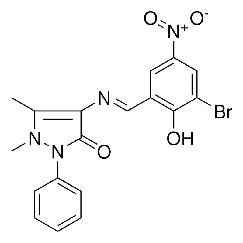 Sigma-Aldrich 4-((3-BR-2-HO-5-NITRO-BENZYLIDENE)-AMINO)-1,5-DIMETHYL-2-PH-1,2-2H-PYRAZOL-3-ONE,AldrichCPR
