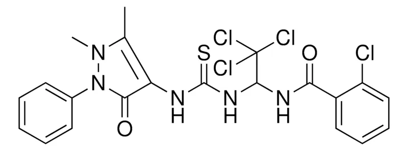 Sigma-Aldrich 2-CHLORO-N-[2,2,2-TRICHLORO-1-({[(1,5-DIMETHYL-3-OXO-2-PHENYL-2,3-DIHYDRO-1H-PYRAZOL-4-YL)AMINO]CARBOTHIOYL}AMINO)ETHYL]BENZAMIDE，AldrichCPR