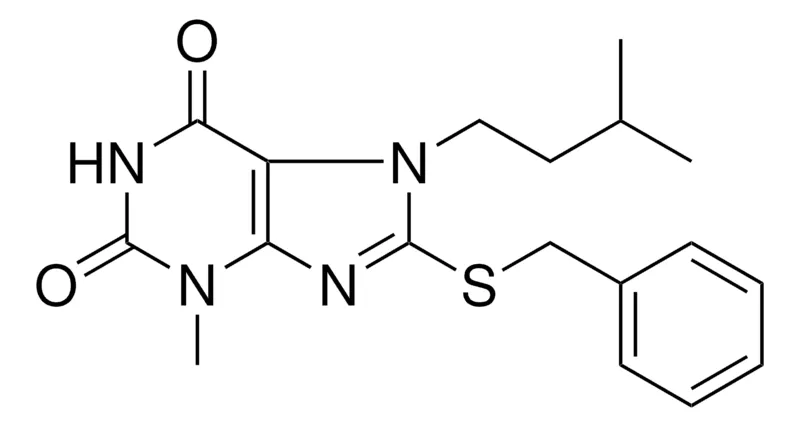 Sigma-Aldrich 8-BENZYLSULFANYL-3-METHYL-7-(3-METHYL-BUTYL)-3,7-DIHYDRO-PURINE-2,6-DIONE,AldrichCPR