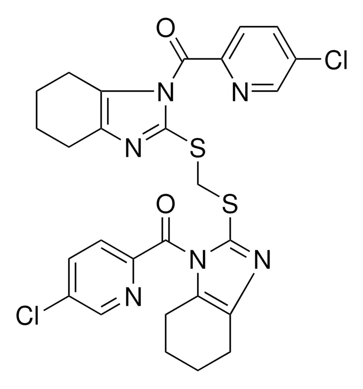 Sigma-Aldrich 1-[(5-CHLORO-2-PYRIDINYL)CARBONYL]-2-{[({1-[(5-CHLORO-2-PYRIDINYL)CARBONYL]-4,5,6,7-TETRAHYDRO-1H-BENZIMIDAZOL-2-YL}SULFANYL)METHYL]SULFANYL}-4,5,6,7-TETRAHYDRO-1H-BENZIMIDAZOLE，AldrichCPR