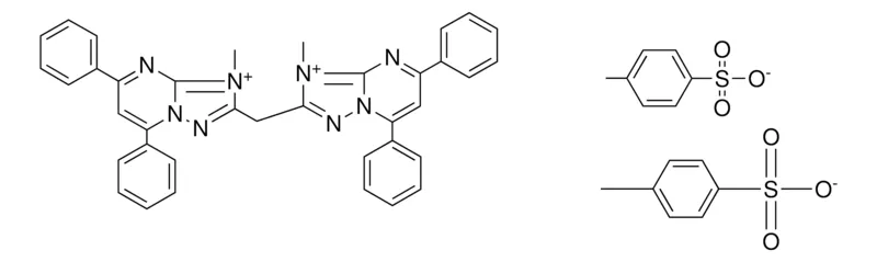 Sigma-Aldrich 3-METHYL-2-[(3-METHYL-5,7-DIPHENYL[1,2,4]TRIAZOLO[1,5-A]PYRIMIDIN-3-IUM-2-YL)METHYL]-5,7-DIPHENYL[1,2,4]TRIAZOLO[1,5-A]PYRIMIDIN-3-IUM BIS(4-METHYLBENZENESULFONATE)，AldrichCPR