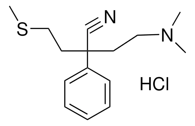 Sigma-Aldrich 4-DIMETHYLAMINO-2-(2-(METHYLTHIO)-ETHYL)-2-PHENYLBUTYRONITRILE HYDROCHLORIDE,AldrichCPR