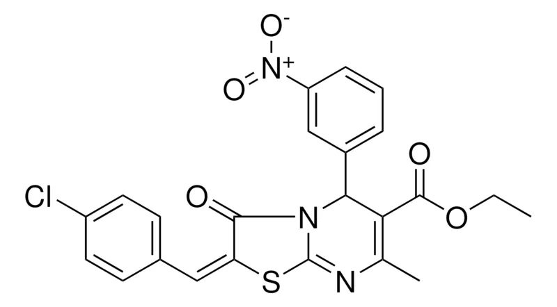 Sigma-Aldrich ETHYL (2E)-2-(4-CHLOROBENZYLIDENE)-7-METHYL-5-(3-NITROPHENYL)-3-OXO-2,3-DIHYDRO-5H-[1,3]THIAZOLO[3,2-A]PYRIMIDINE-6-CARBOXYLATE，AldrichCPR