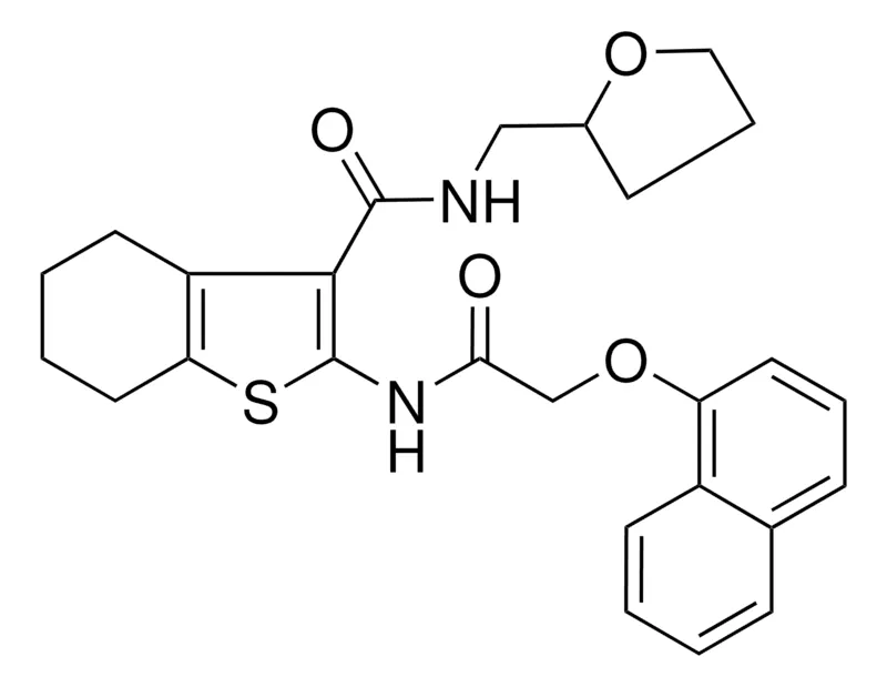 Sigma-Aldrich 2-{[(1-NAPHTHYLOXY)ACETYL]AMINO}-N-(TETRAHYDRO-2-FURANYLMETHYL)-4,5,6,7-TETRAHYDRO-1-BENZOTHIOPHENE-3-CARBOXAMIDE，AldrichCPR