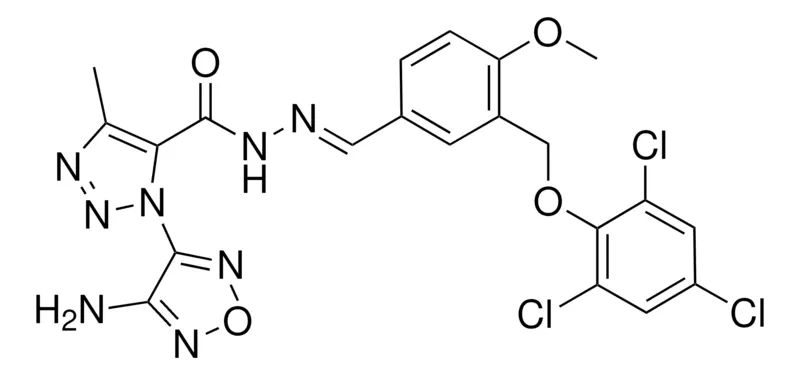 Sigma-Aldrich 1-(4-AMINO-1,2,5-OXADIAZOL-3-YL)-N'-((E)-{4-METHOXY-3-[(2,4,6-TRICHLOROPHENOXY)METHYL]PHENYL}METHYLIDENE)-4-METHYL-1H-1,2,3-TRIAZOLE-5-CARBOHYDRAZIDE，AldrichCPR