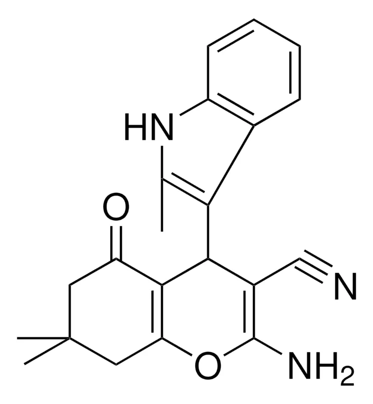 Sigma-Aldrich 2-AMINO-7,7-DIMETHYL-4-(2-METHYL-1H-INDOL-3-YL)-5-OXO-5,6,7,8-TETRAHYDRO-4H-CHROMENE-3-CARBONITRILE,AldrichCPR