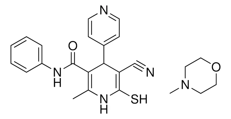 Sigma-Aldrich 5-CYANO-6-MERCAPTO-2-METHYL-N-PHENYL-4-(PYRIDIN-4-YL)-1,4-DIHYDROPYRIDINE-3-CARBOXAMIDE COMPOUND WITH 4-METHYLMORPHOLINE,AldrichCPR