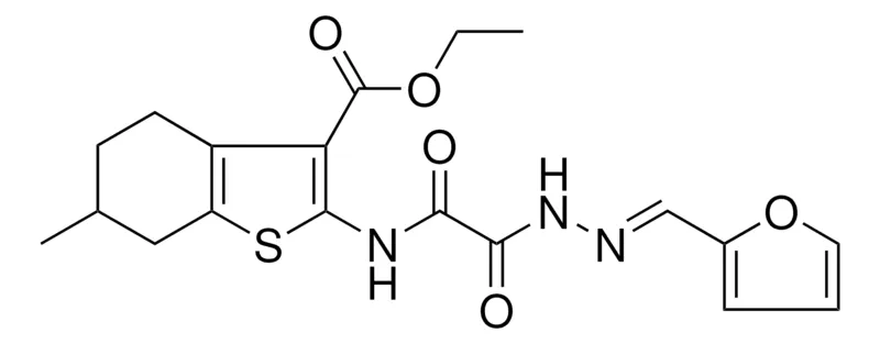 Sigma-Aldrich ETHYL 2-{[[(2E)-2-(2-FURYLMETHYLENE)HYDRAZINO](OXO)ACETYL]AMINO}-6-METHYL-4,5,6,7-TETRAHYDRO-1-BENZOTHIOPHENE-3-CARBOXYLATE，AldrichCPR