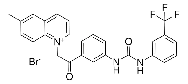 Sigma-Aldrich N-(3-((6-METHYL-1-QUINOLINIUMYL)ACETYL)PHENYL)-N'-(3-(TRIFLUOROMETHYL)PHENYL)UREA BROMIDE,AldrichCPR