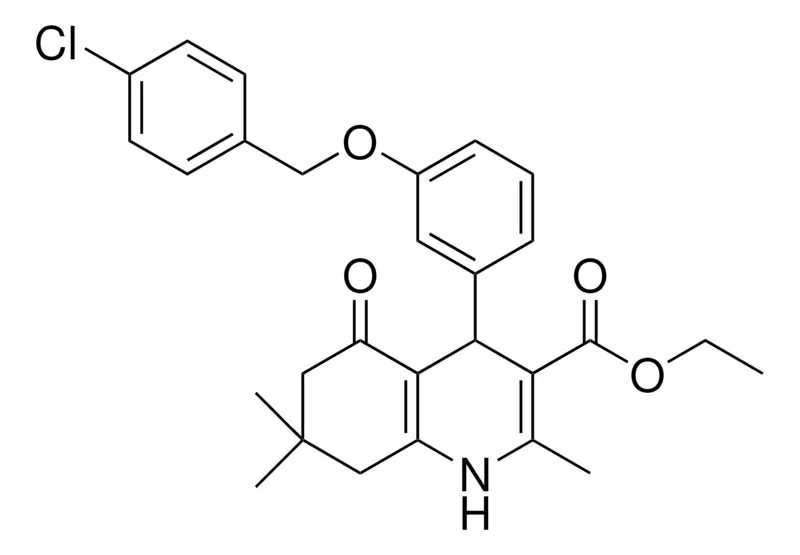 Sigma-Aldrich ETHYL 4-(3-((4-CHLOROBENZYL)OXY)PHENYL)-2,7,7-TRIMETHYL-5-OXO-1,4,5,6,7,8-HEXAHYDRO-3-QUINOLINECARBOXYLATE,AldrichCPR