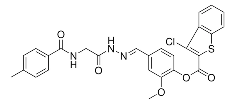 Sigma-Aldrich 2-METHOXY-4-[(E)-({[(4-METHYLBENZOYL)AMINO]ACETYL}HYDRAZONO)METHYL]PHENYL 3-CHLORO-1-BENZOTHIOPHENE-2-CARBOXYLATE，AldrichCPR