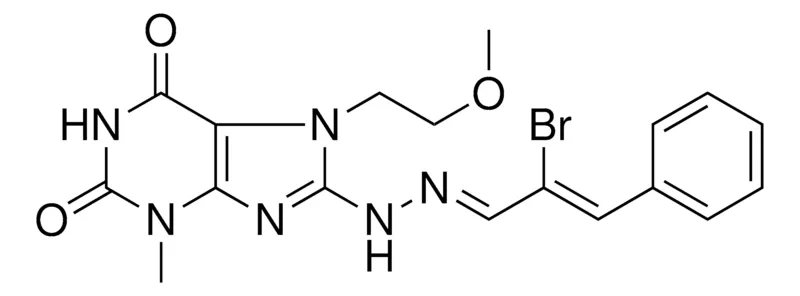 Sigma-Aldrich 8-(N'-(2-BR-3-PH-ALLYLIDENE)HYDRAZINO)-7-(2-MEO-ET)-3-ME-3,7-2H-PURINE-2,6-DIONE,AldrichCPR