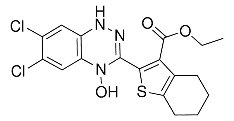 Sigma-Aldrich ETHYL 2-(6,7-DICHLORO-4-HYDROXY-1,4-DIHYDRO-1,2,4-BENZOTRIAZIN-3-YL)-4,5,6,7-TETRAHYDRO-1-BENZOTHIOPHENE-3-CARBOXYLATE,AldrichCPR