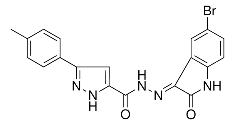 Sigma-Aldrich N'-[(3E)-5-BROMO-2-OXO-1,2-DIHYDRO-3H-INDOL-3-YLIDENE]-3-(4-METHYLPHENYL)-1H-PYRAZOLE-5-CARBOHYDRAZIDE，AldrichCPR