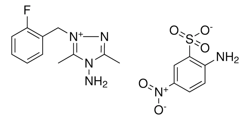 Sigma-Aldrich 4-AMINO-1-(2-FLUOROBENZYL)-3,5-DIMETHYL-4H-1,2,4-TRIAZOL-1-IUM 2-AMINO-5-NITROBENZENESULFONATE,AldrichCPR