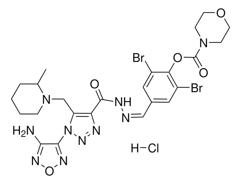 Sigma-Aldrich 4-{(Z)-[({1-(4-AMINO-1,2,5-OXADIAZOL-3-YL)-5-[(2-METHYL-1-PIPERIDINYL)METHYL]-1H-1,2,3-TRIAZOL-4-YL}CARBONYL)HYDRAZONO]METHYL}-2,6-DIBROMOPHENYL 4-MORPHOLINECARBOXYLATE HYDROCHLORIDE，AldrichCPR