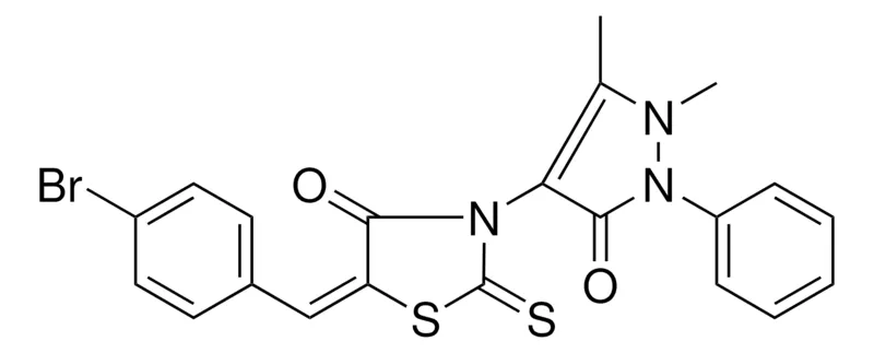 Sigma-Aldrich (5E)-5-(4-BROMOBENZYLIDENE)-3-(1,5-DIMETHYL-3-OXO-2-PHENYL-2,3-DIHYDRO-1H-PYRAZOL-4-YL)-2-THIOXO-1,3-THIAZOLIDIN-4-ONE,AldrichCPR