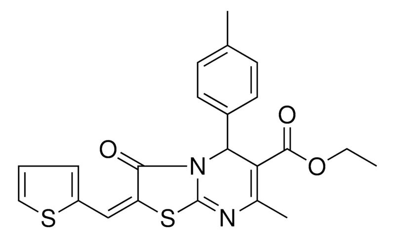 Sigma-Aldrich ETHYL (2E)-7-METHYL-5-(4-METHYLPHENYL)-3-OXO-2-(2-THIENYLMETHYLENE)-2,3-DIHYDRO-5H-[1,3]THIAZOLO[3,2-A]PYRIMIDINE-6-CARBOXYLATE，AldrichCPR